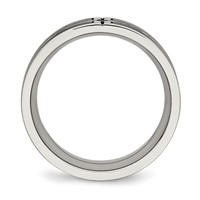 Stainless Steel Polished Band with Brushed Center Black IP-plated CZ 8mm view 2