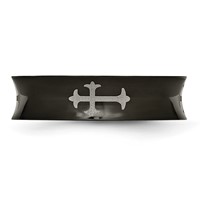 Chisel Stainless Steel Polished Black IP-plated Cross 6mm Concave Band view 3