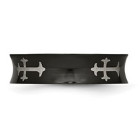 Chisel Stainless Steel Polished Black IP-plated Cross 6mm Concave Band view 4