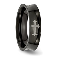Chisel Stainless Steel Polished Black IP-plated Cross 6mm Concave Band view 5