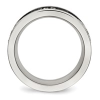 Stainless Steel Polished Black IP Laser Cut Band with Cable Inlay & CZ 8mm view 2