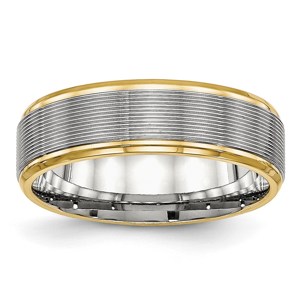 Stainless Steel Polished Yellow IP-plated 6mm Grooved Band