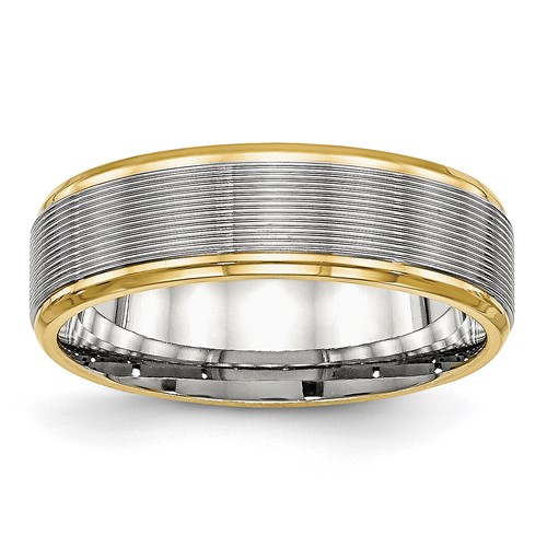 Chisel Stainless Steel Polished Yellow IP-plated 6mm Grooved Band
