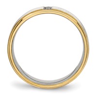 Stainless Steel Polished Yellow IP-plated Band with CZ 6mm Grooved view 2