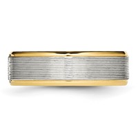 Stainless Steel Polished Yellow IP-plated Band with CZ 6mm Grooved view 3