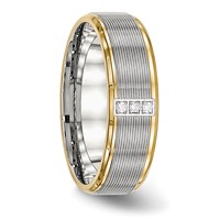 Stainless Steel Polished Yellow IP-plated Band with CZ 6mm Grooved view 5