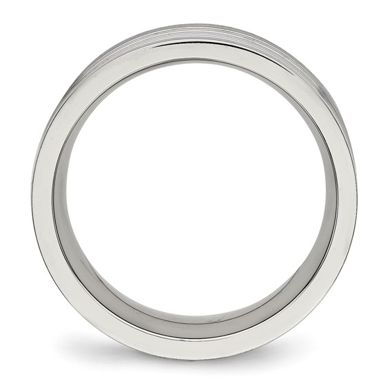 Stainless Steel Polished Grooved 8mm Comfort Fit Band