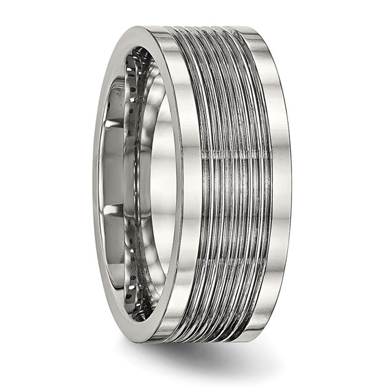 Stainless Steel Polished Grooved 8mm Comfort Fit Band