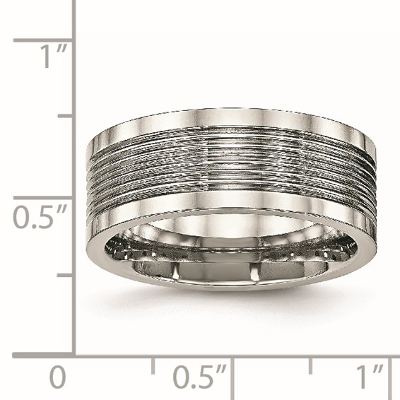 Stainless Steel Polished Grooved 8mm Comfort Fit Band