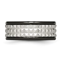 Stainless Steel Polished Black IP-plated 9mm Studded Band view 3