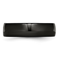 Chisel Stainless Steel Polished and Laser Cut Black Ceramic Ring with CZ view 3