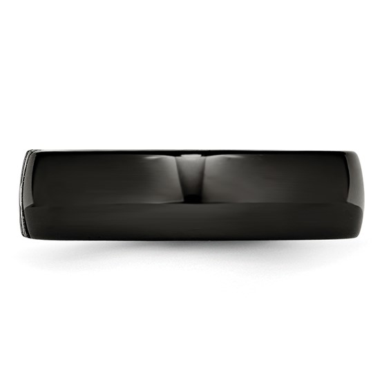 Chisel Stainless Steel Polished and Laser Cut Black Ceramic with CZ Ring