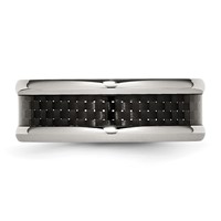 Chisel Stainless Steel Polished Band with Black Carbon Fiber Inlay 8mm view 3