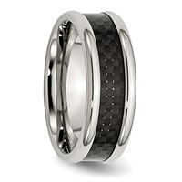 Chisel Stainless Steel Polished Band with Black Carbon Fiber Inlay 8mm view 2