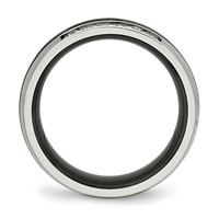 Chisel Stainless Steel Polished Ring with Black Ceramic and CZ view 2