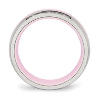 Stainless Steel Polished Pink Ceramic CZ Ring view 2