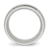 Stainless Steel Polished White Ceramic CZ Ring view 2
