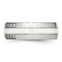 Stainless Steel Polished White Ceramic CZ Ring view 3