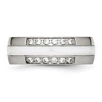 Stainless Steel Polished White Ceramic CZ Ring view 4