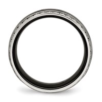 Chisel Stainless Steel Polished Ring with Black Ceramic and CZ view 2