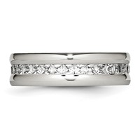 Chisel Stainless Steel Polished Band with CZ 7mm view 3