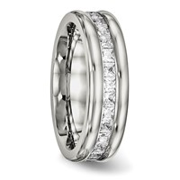 Chisel Stainless Steel Polished Band with CZ 7mm view 4