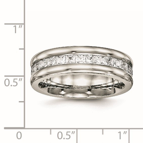 Chisel Stainless Steel Polished with CZ 7mm Band