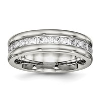 Chisel Stainless Steel Polished Band with CZ 7mm view 1