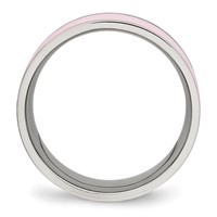 Chisel Stainless Steel Polished Pink Ceramic 7.5mm Band view 2