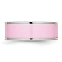 Chisel Stainless Steel Polished Pink Ceramic 7.5mm Band view 3