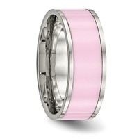 Chisel Stainless Steel Polished Pink Ceramic 7.5mm Band view 4