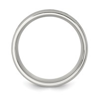 Chisel Stainless Steel Polished Band with Red Imitation Opal Inlay 8mm view 2