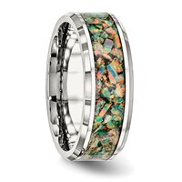 Chisel Stainless Steel Polished Band with Imitation Classic Opal Inlay 8mm view 4