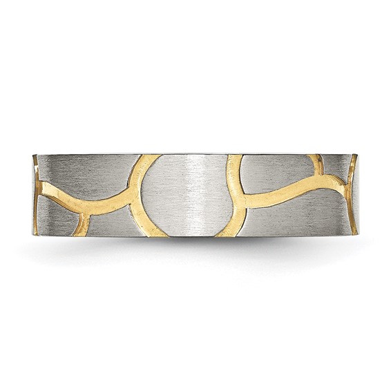 Stainless Steel Brushed Yellow IP-plated 6mm Grooved Band