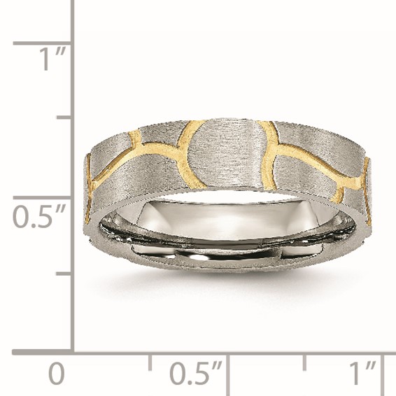 Stainless Steel Brushed Yellow IP-plated 6mm Grooved Band