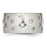 Chisel Stainless Steel Polished CZ 12mm Band view 3