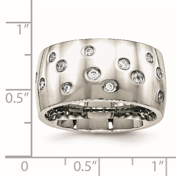 Chisel Stainless Steel Polished CZ 12mm Band