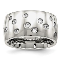 Chisel Stainless Steel Polished CZ 12mm Band view 1