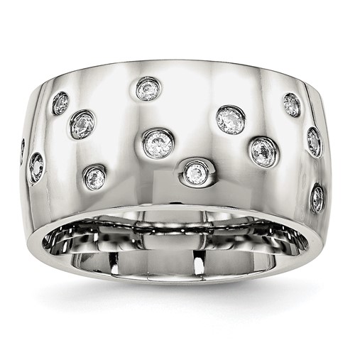 Chisel Stainless Steel Polished CZ 12mm Band