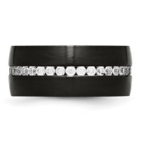 Chisel Stainless Steel Brushed and Polished Black IP-plated with CZ 10mm Band view 3