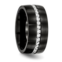 Chisel Stainless Steel Brushed and Polished Black IP-plated with CZ 10mm Band view 4