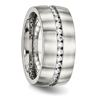 Chisel Stainless Steel Brushed and Polished Band with CZ 10mm view 4