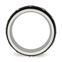 Chisel Stainless Steel Brushed and Polished Black IP-plated CZ Half Round 7mm Band view 2
