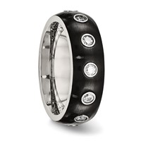 Chisel Stainless Steel Brushed and Polished Black IP-plated CZ Half Round 7mm Band view 4