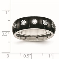 Chisel Stainless Steel Brushed and Polished Black IP-plated CZ Half Round 7mm Band view 5