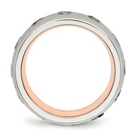 Chisel Stainless Steel Polished Rose IP-plated Inside Band with CZ Half Round 7mm view 2