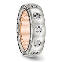 Chisel Stainless Steel Polished Rose IP-plated Inside with CZ Half Round 7mm Band view 4