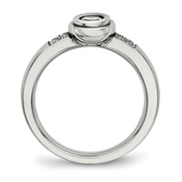 Chisel Stainless Steel Polished CZ Ring view 2