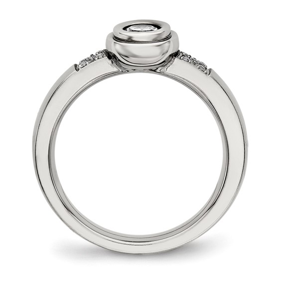 Chisel Stainless Steel Polished CZ Ring