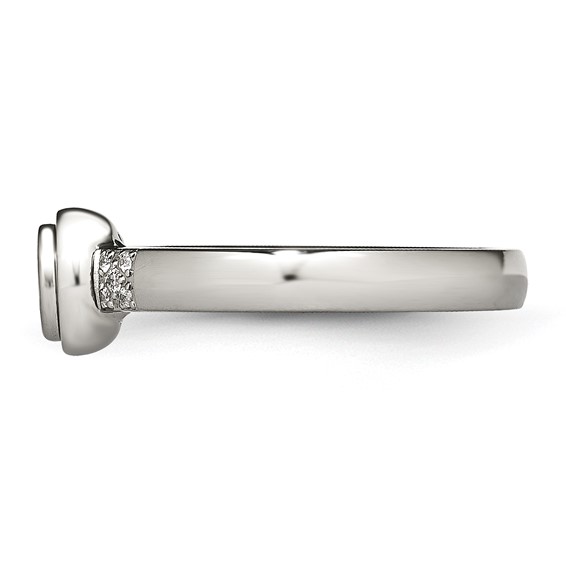 Chisel Stainless Steel Polished CZ Ring